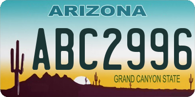 AZ license plate ABC2996