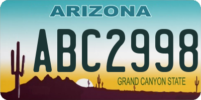 AZ license plate ABC2998