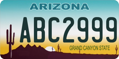 AZ license plate ABC2999