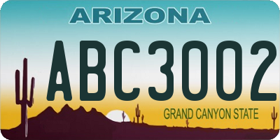 AZ license plate ABC3002