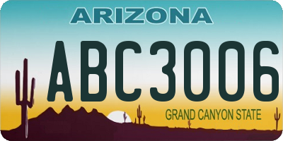 AZ license plate ABC3006