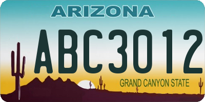 AZ license plate ABC3012