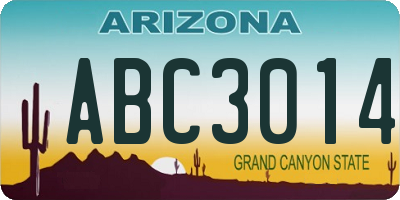 AZ license plate ABC3014