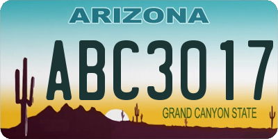 AZ license plate ABC3017
