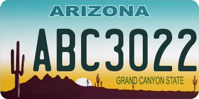 AZ license plate ABC3022