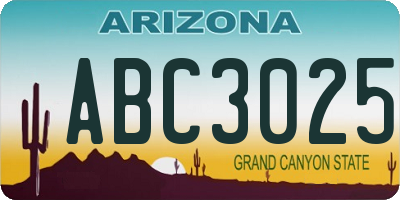 AZ license plate ABC3025