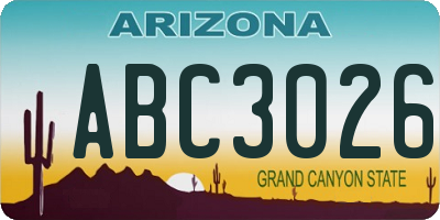 AZ license plate ABC3026