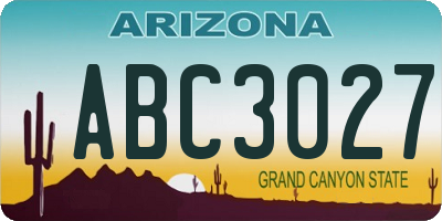AZ license plate ABC3027