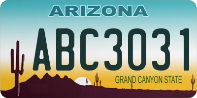 AZ license plate ABC3031