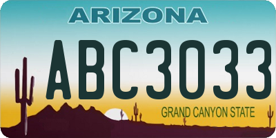 AZ license plate ABC3033