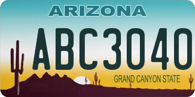 AZ license plate ABC3040