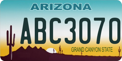AZ license plate ABC3070