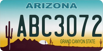 AZ license plate ABC3072