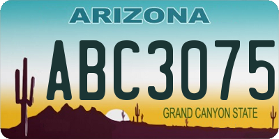AZ license plate ABC3075