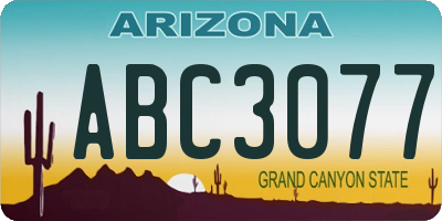 AZ license plate ABC3077