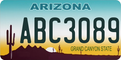 AZ license plate ABC3089