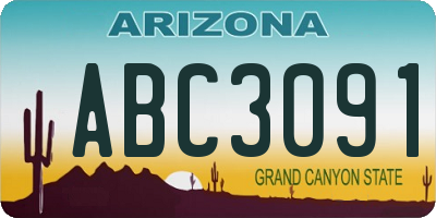 AZ license plate ABC3091