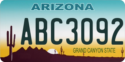 AZ license plate ABC3092