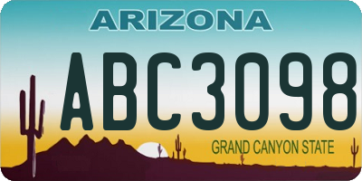 AZ license plate ABC3098