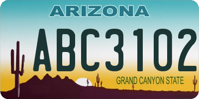 AZ license plate ABC3102