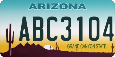 AZ license plate ABC3104