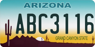 AZ license plate ABC3116