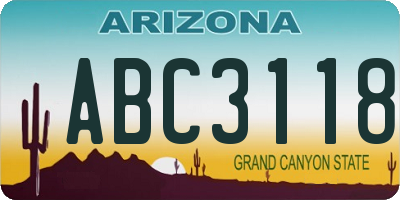 AZ license plate ABC3118