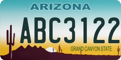 AZ license plate ABC3122