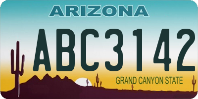 AZ license plate ABC3142