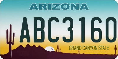 AZ license plate ABC3160