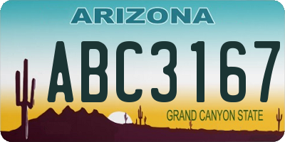 AZ license plate ABC3167