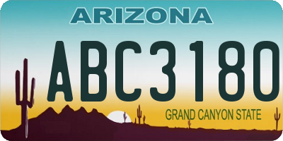 AZ license plate ABC3180