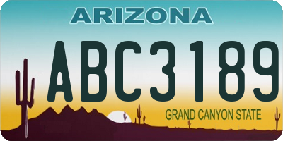 AZ license plate ABC3189