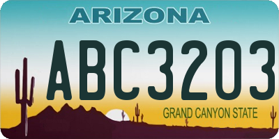 AZ license plate ABC3203