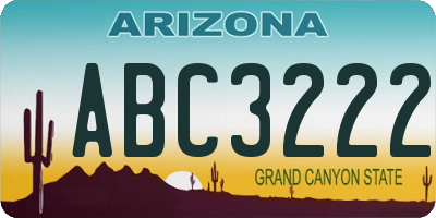 AZ license plate ABC3222