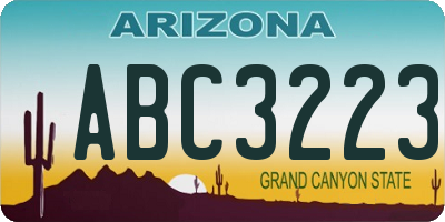 AZ license plate ABC3223