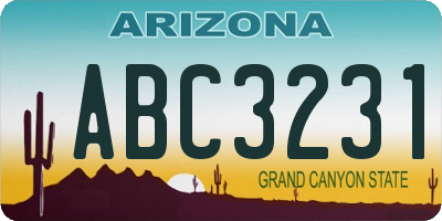 AZ license plate ABC3231