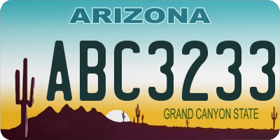 AZ license plate ABC3233