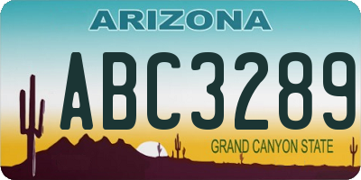 AZ license plate ABC3289