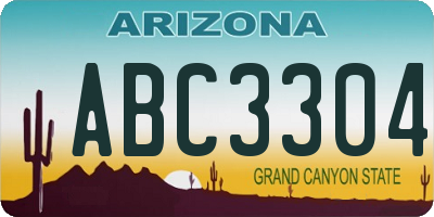 AZ license plate ABC3304
