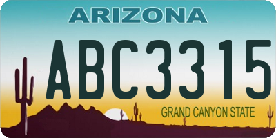 AZ license plate ABC3315