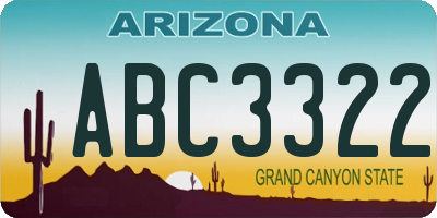 AZ license plate ABC3322