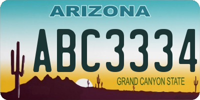 AZ license plate ABC3334