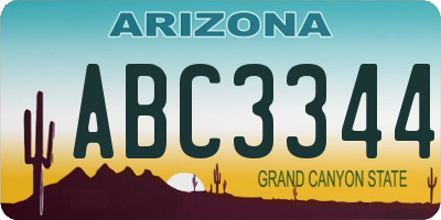 AZ license plate ABC3344