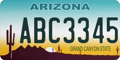 AZ license plate ABC3345