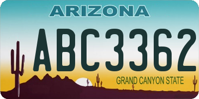 AZ license plate ABC3362