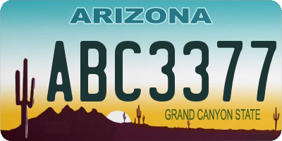 AZ license plate ABC3377