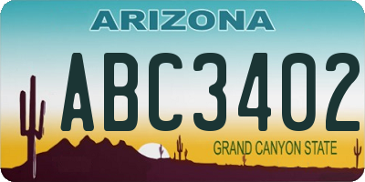 AZ license plate ABC3402