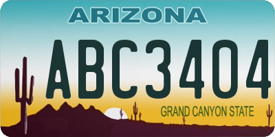AZ license plate ABC3404