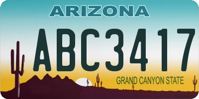 AZ license plate ABC3417